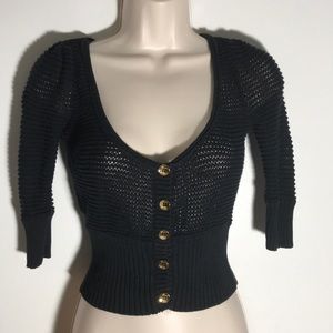 Guess Short Sleeved Cropped Black Sweater